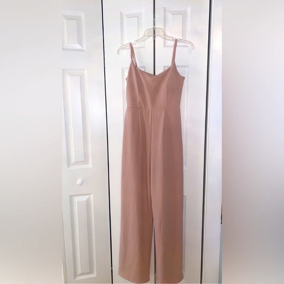 Altar’d State Blush Pink Jumpsuit with Lace - Picture 2 of 4